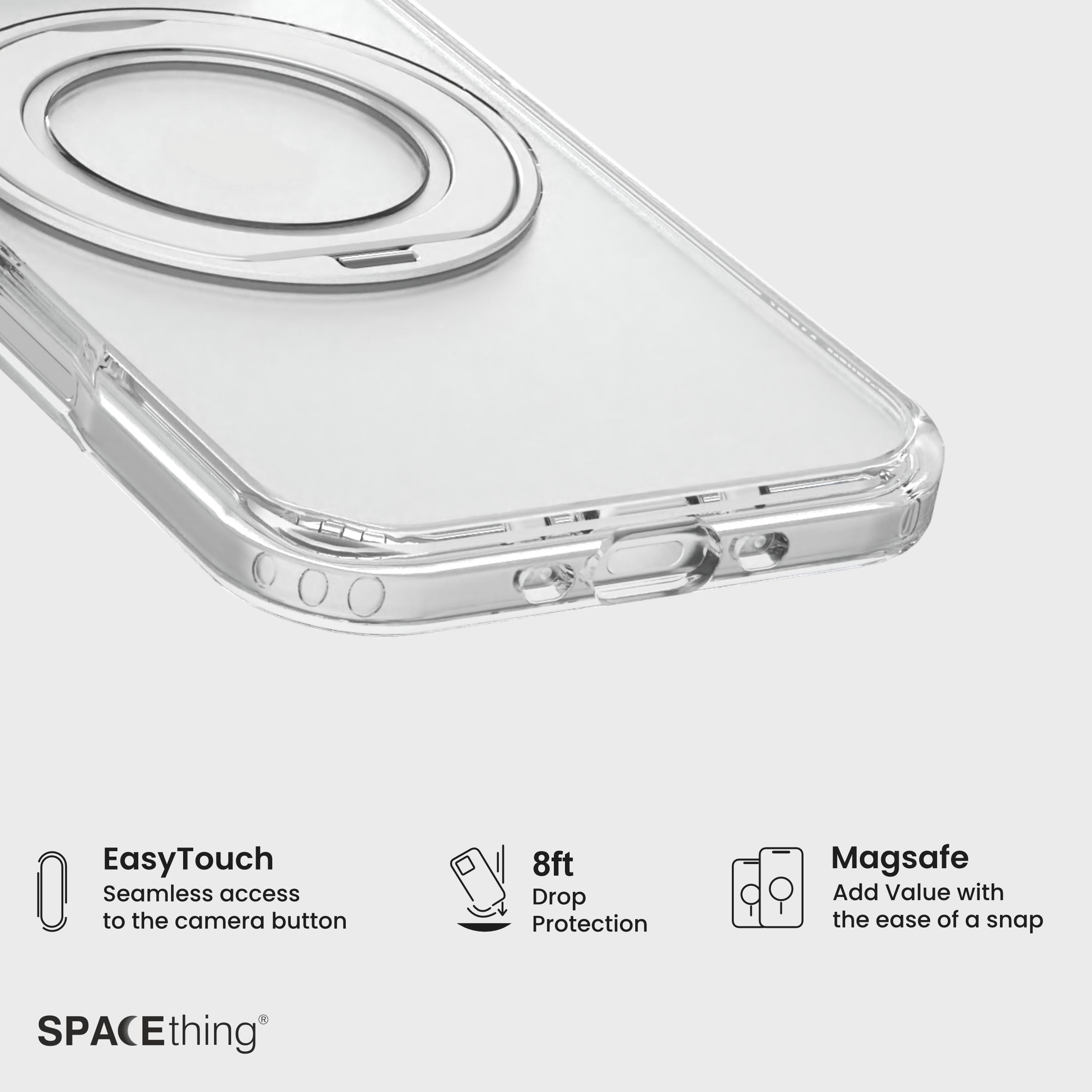 Spacething Marsix 360° Stand Case for iPhone 17 Air - Transparent
