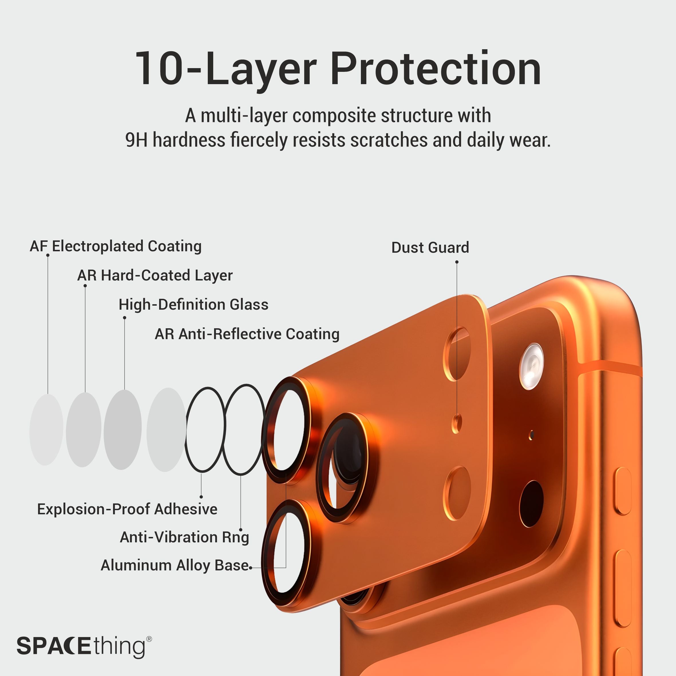 Spacething Titan Metal Scratch Resistant Guard iPhone 17 Pro - Orange