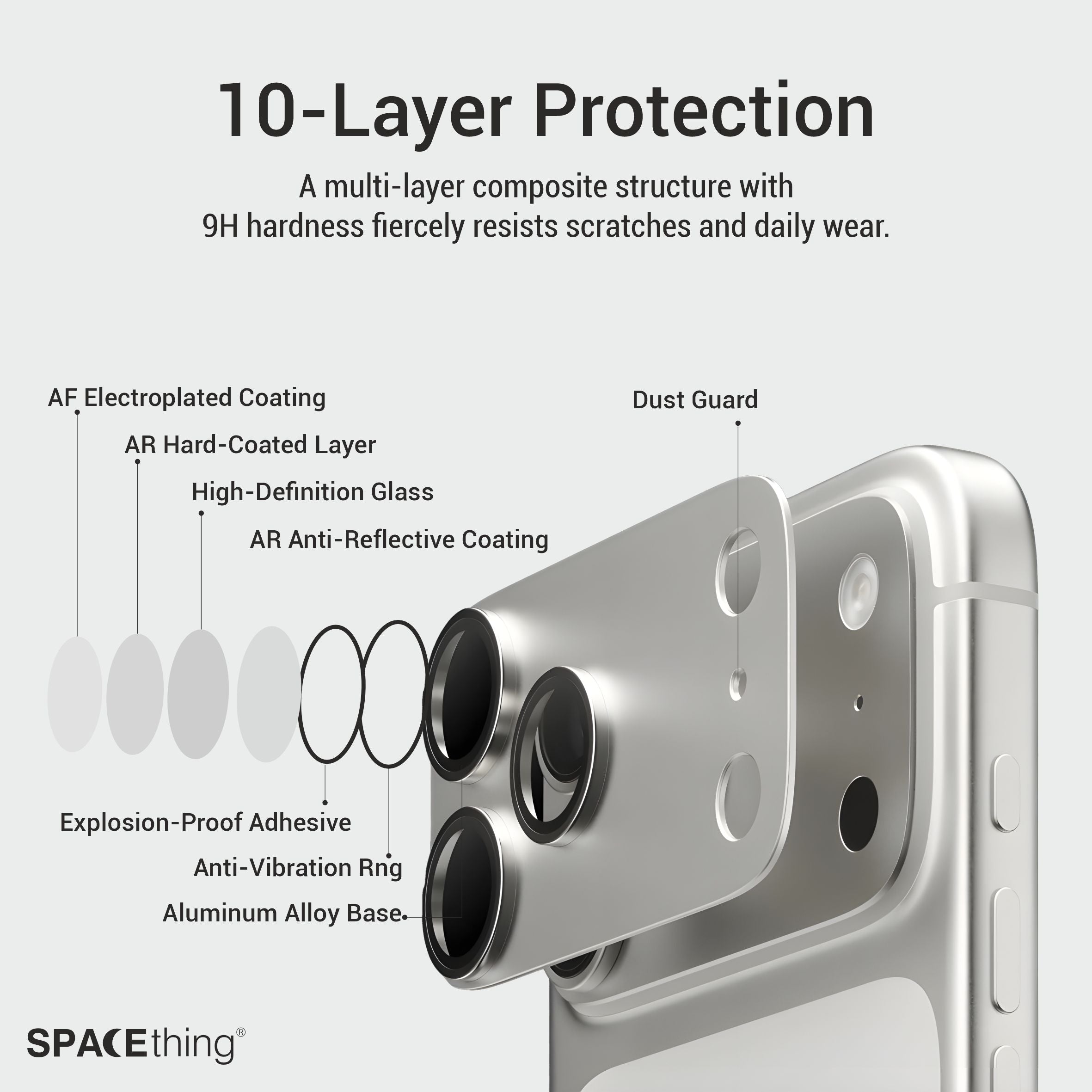 Spacething Titan Metal Scratch Resistant Guard iPhone 17 Pro - Silver