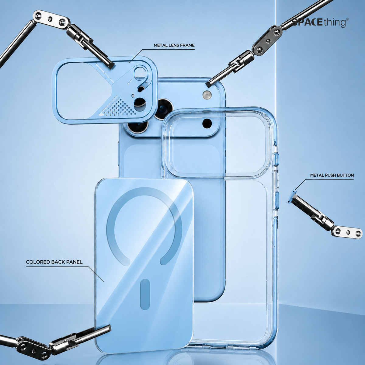 Spacething Defender MagSafe Case for iPhone 18 Pro  - Light Blue