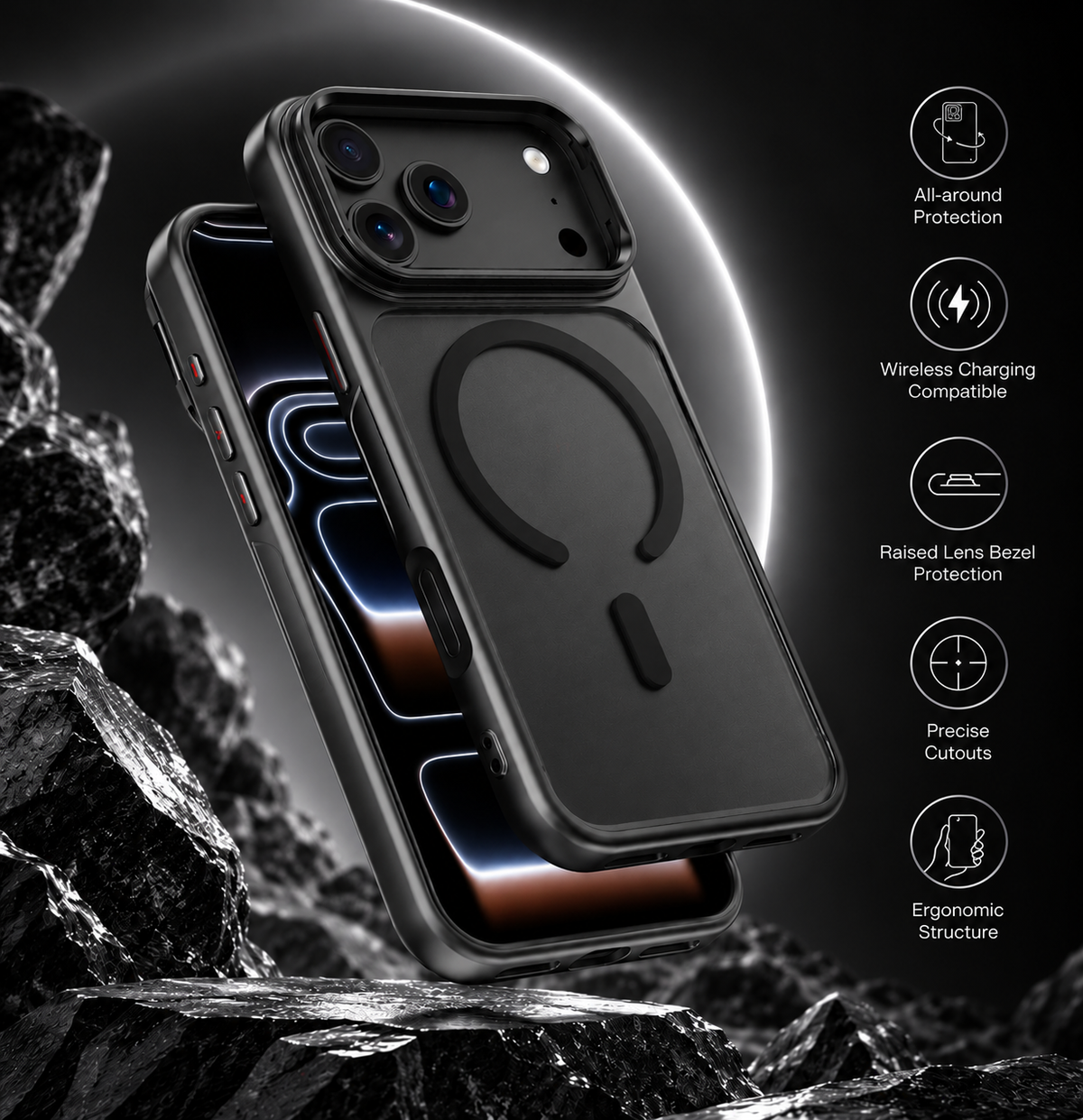Spacething Helix MagSafe Case for iPhone 18 Pro Max - Black