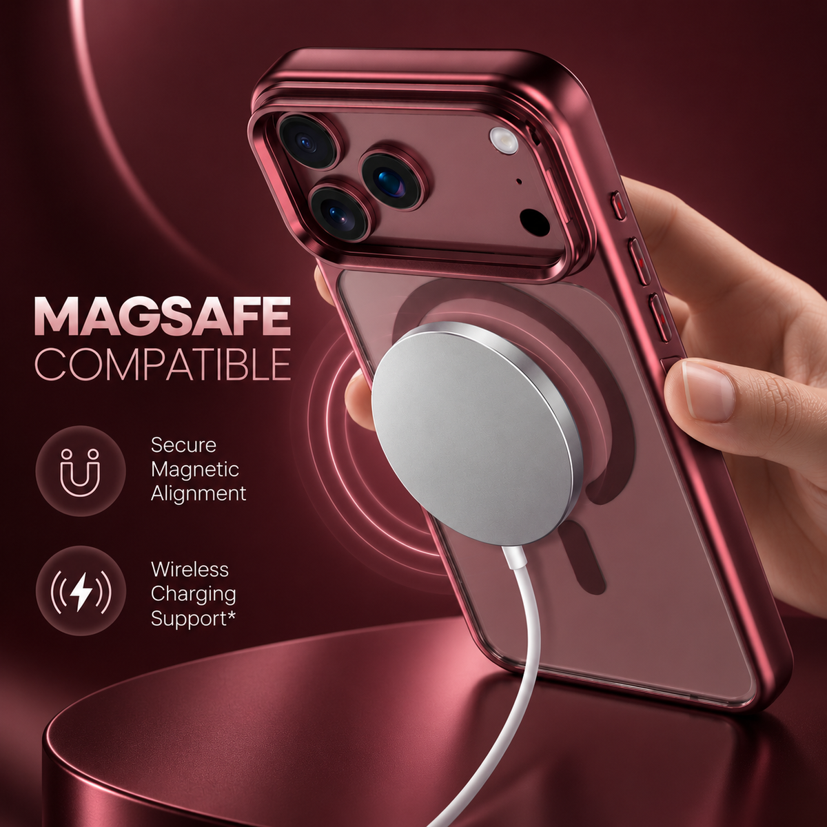 Spacething Helix MagSafe Case for iPhone 18 Pro Max - Dark Cherry