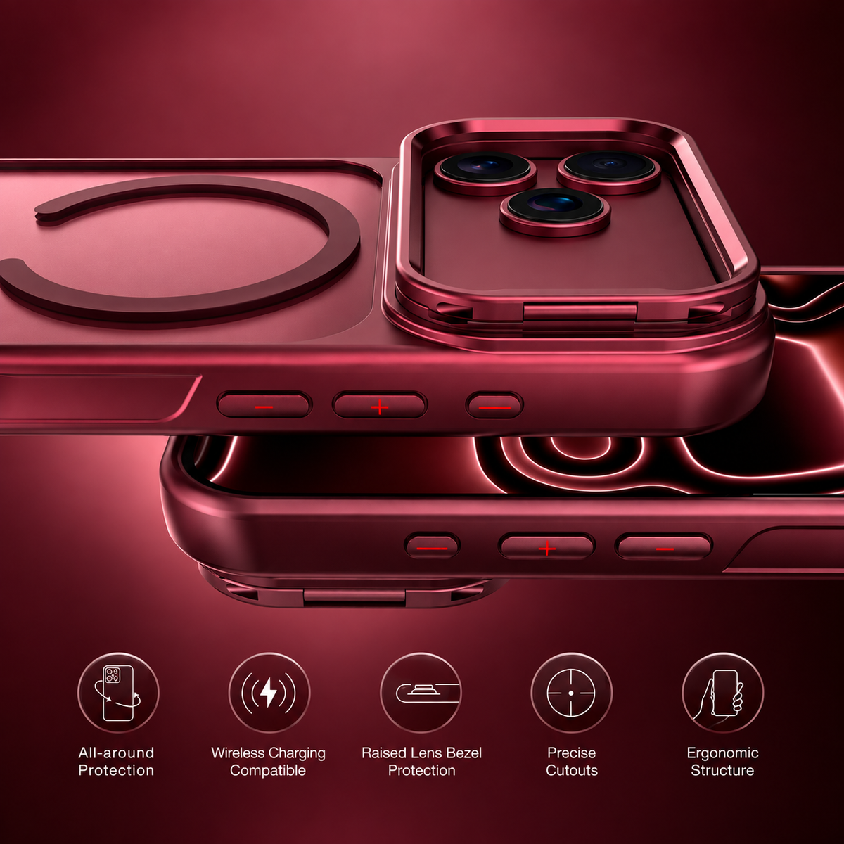 Spacething Helix MagSafe Case for iPhone 18 Pro Max - Dark Cherry