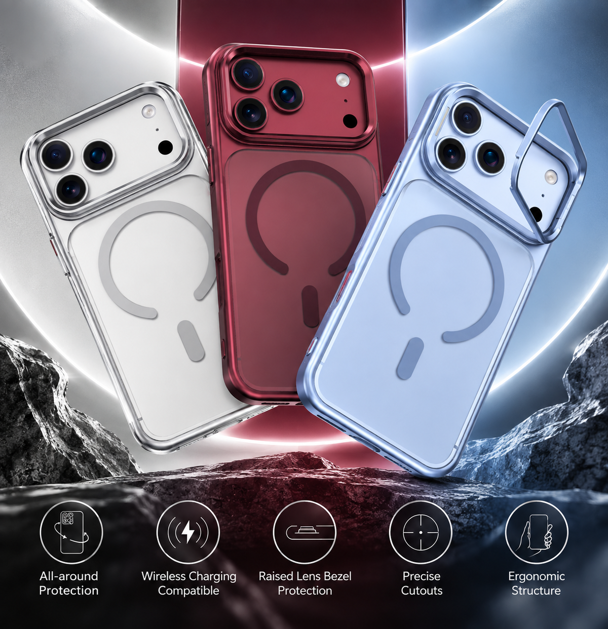 Spacething Helix MagSafe Case for iPhone 18 Pro Max - Dark Cherry