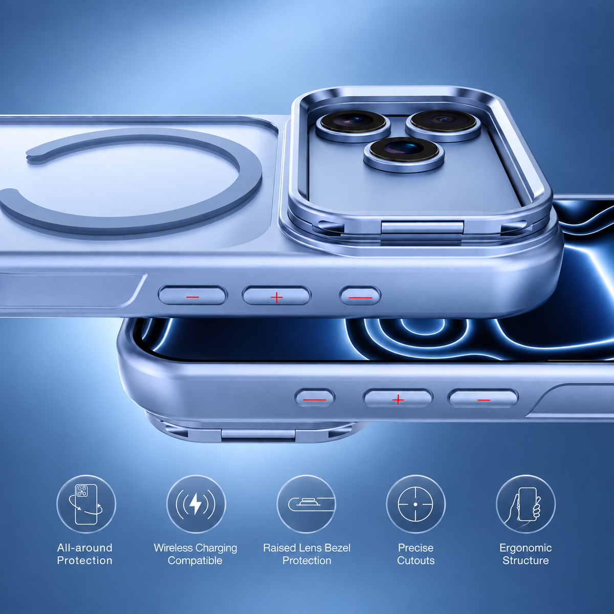 Spacething Helix MagSafe Case for iPhone 18 Pro - Light Blue