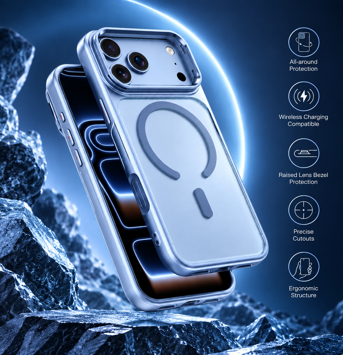 Spacething Helix MagSafe Case for iPhone 18 Pro - Light Blue