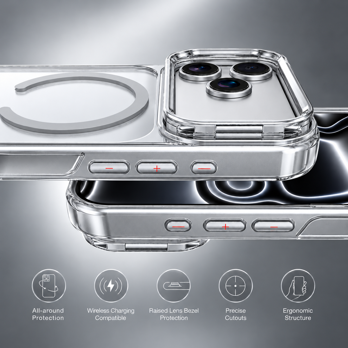 Spacething Helix MagSafe Case for iPhone 18 Pro - Clear
