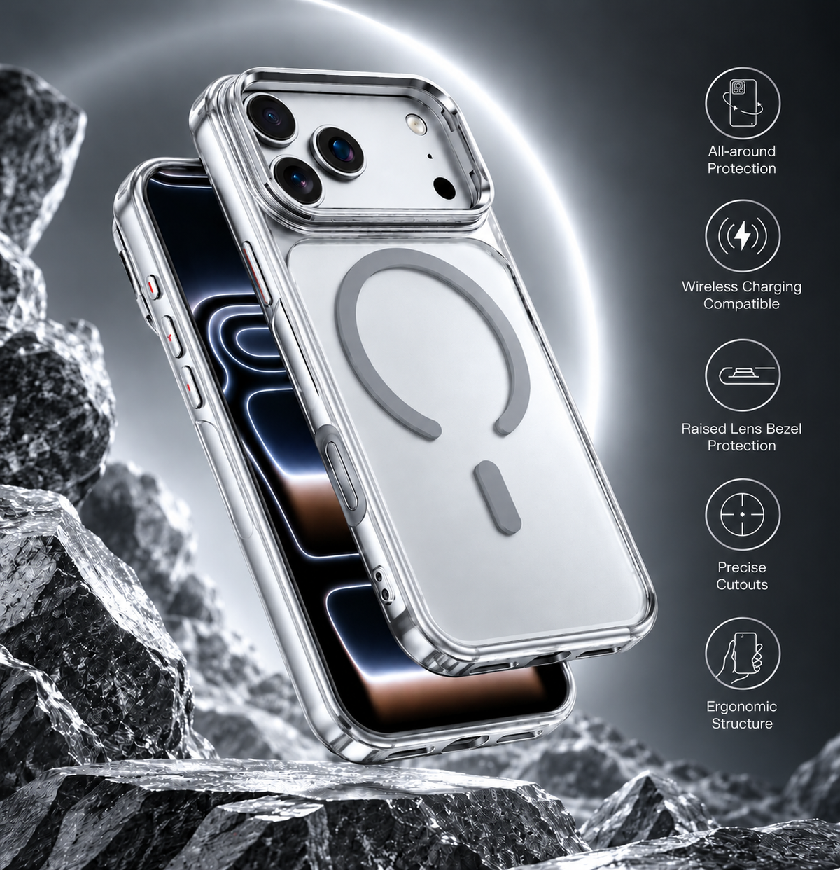 Spacething Helix MagSafe Case for iPhone 18 Pro - Clear