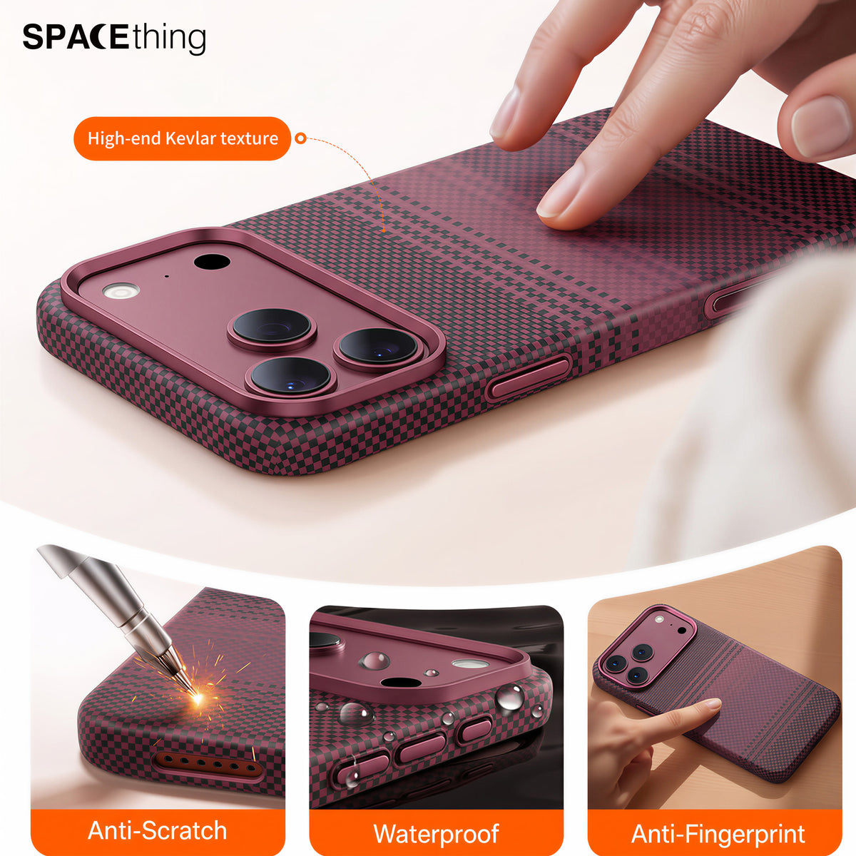 Spacething Kevlar Case for iPhone 18 Pro Max - Wine