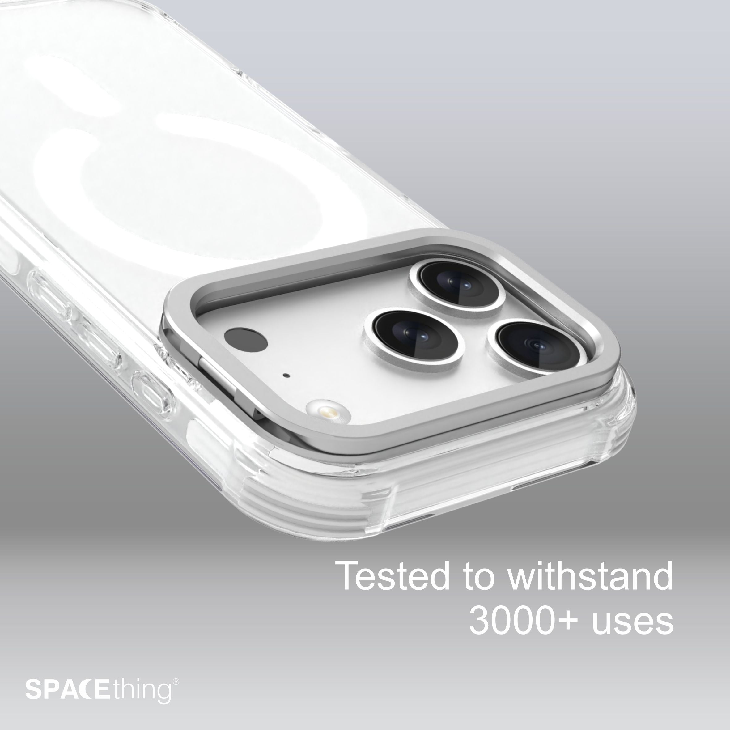 Spacething Helix Stand Case for iPhone 17 Pro Max — Silver