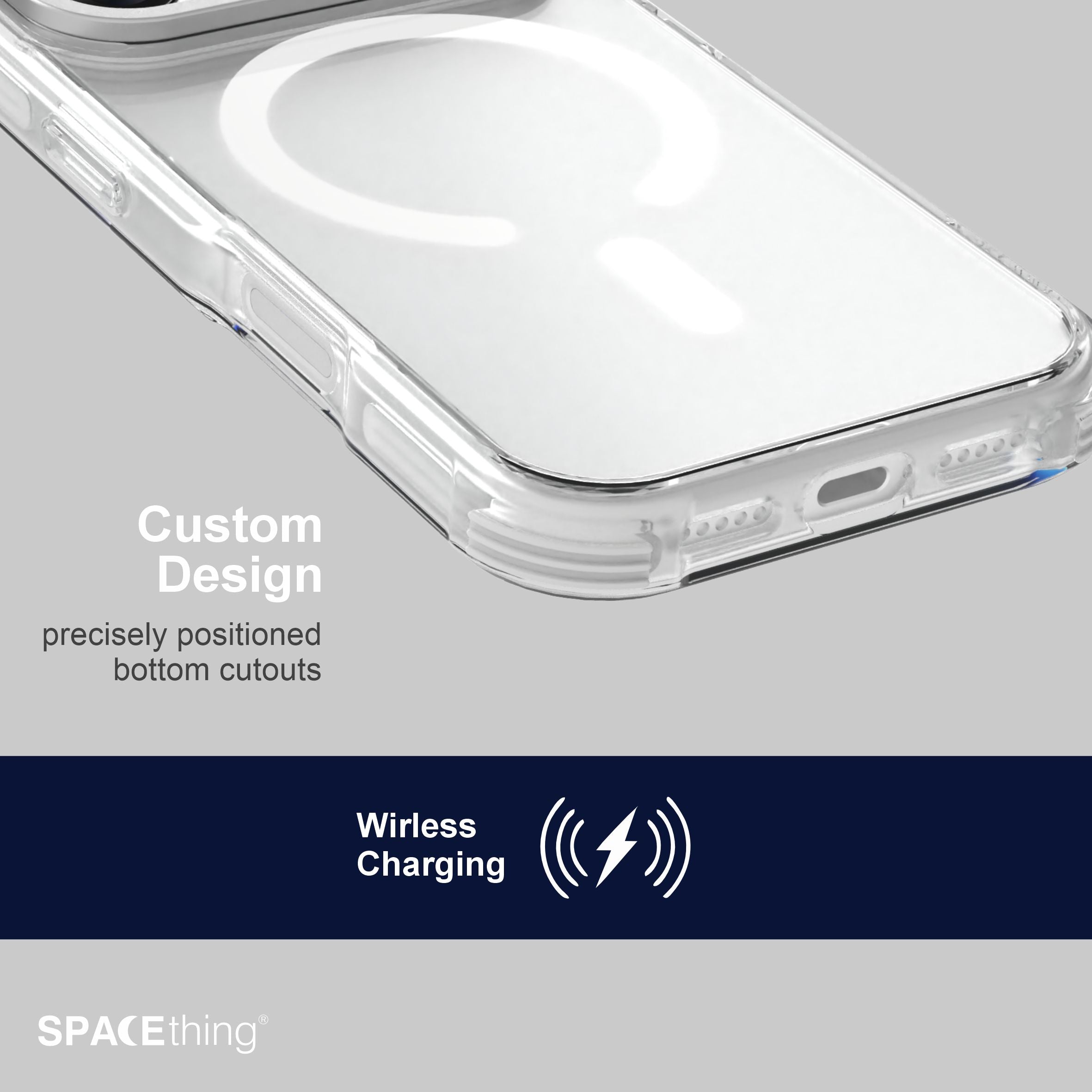 Spacething iPhone 17 Pro Helix Stand Case – Silver