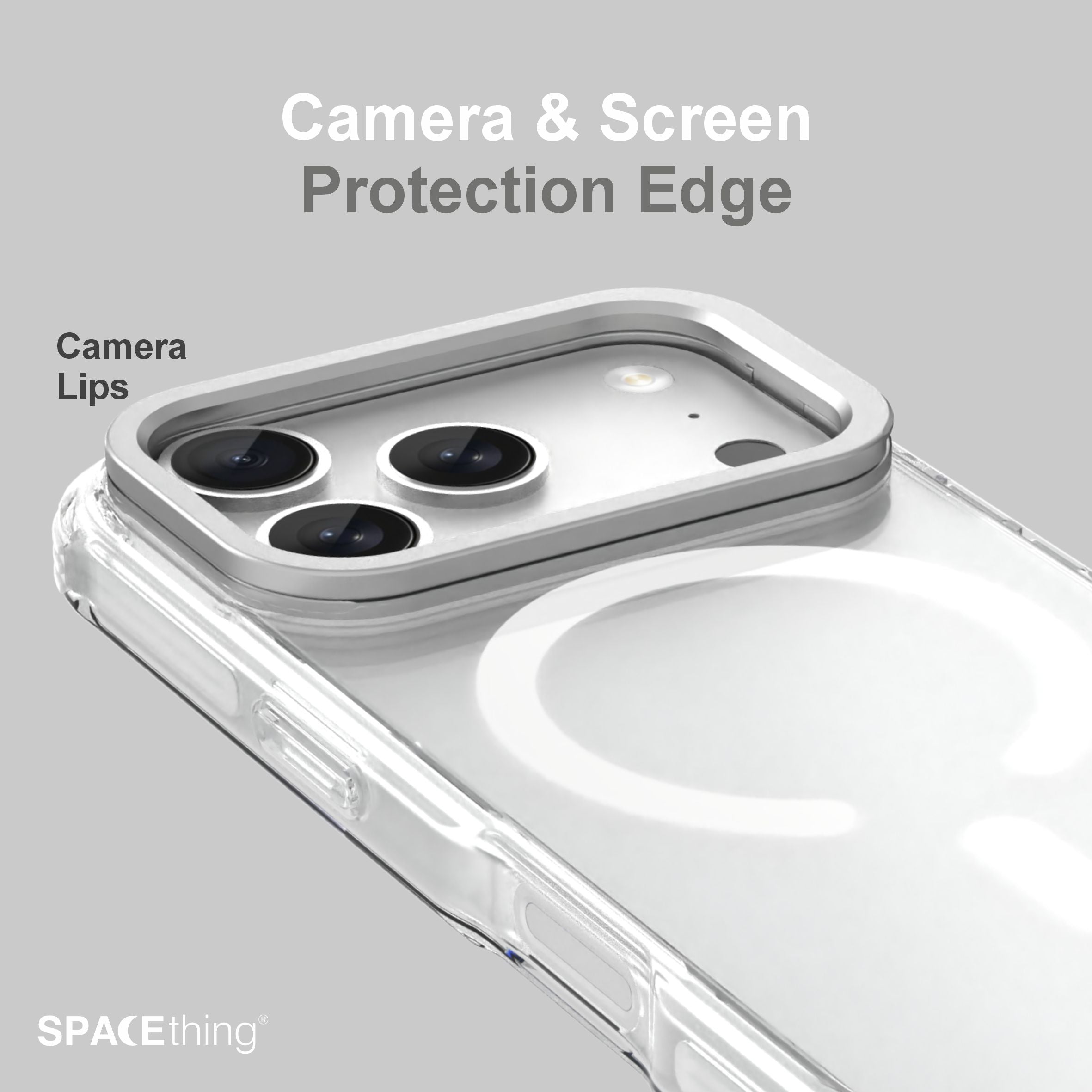 Spacething iPhone 17 Pro Helix Stand Case – Silver