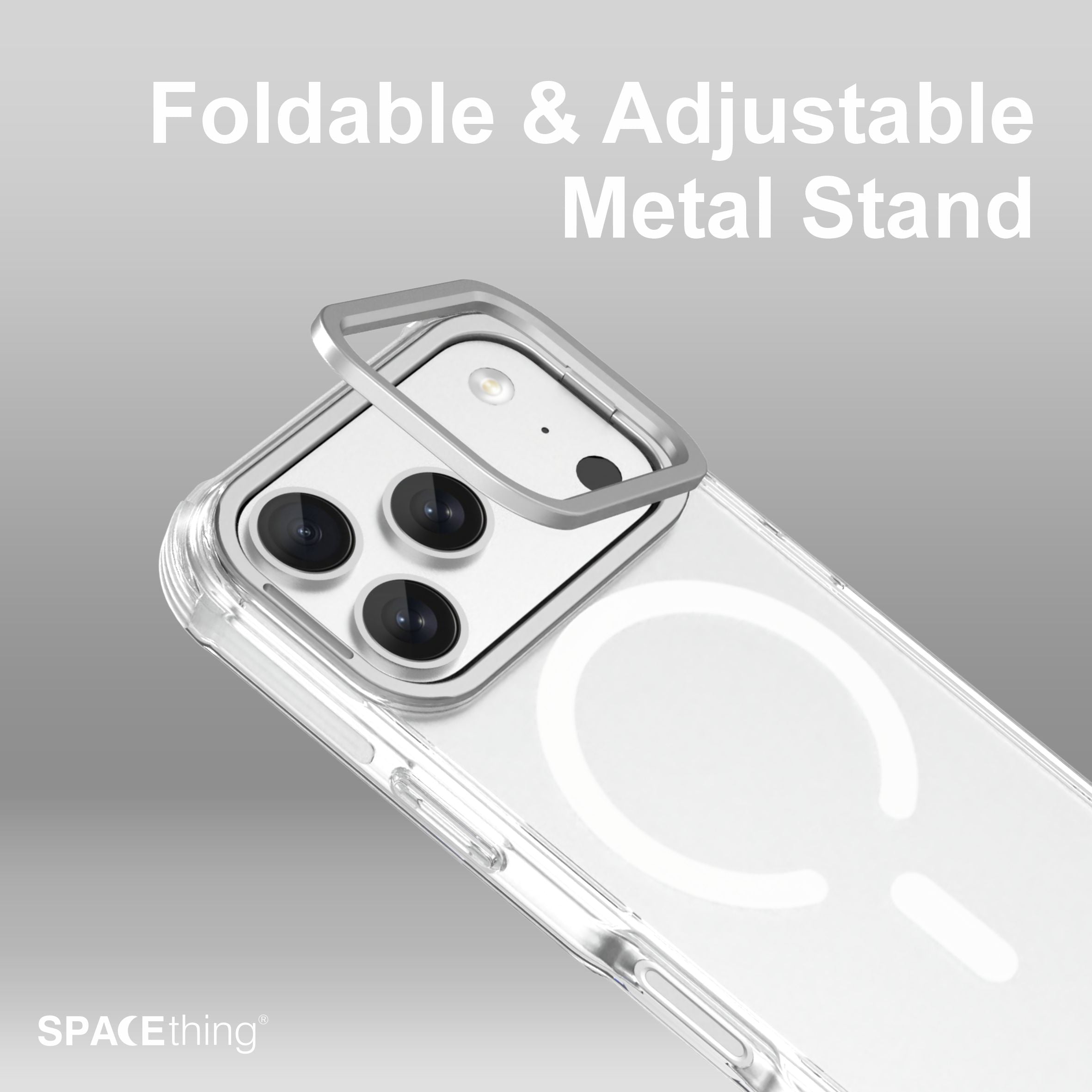 Spacething iPhone 17 Pro Helix Stand Case – Silver