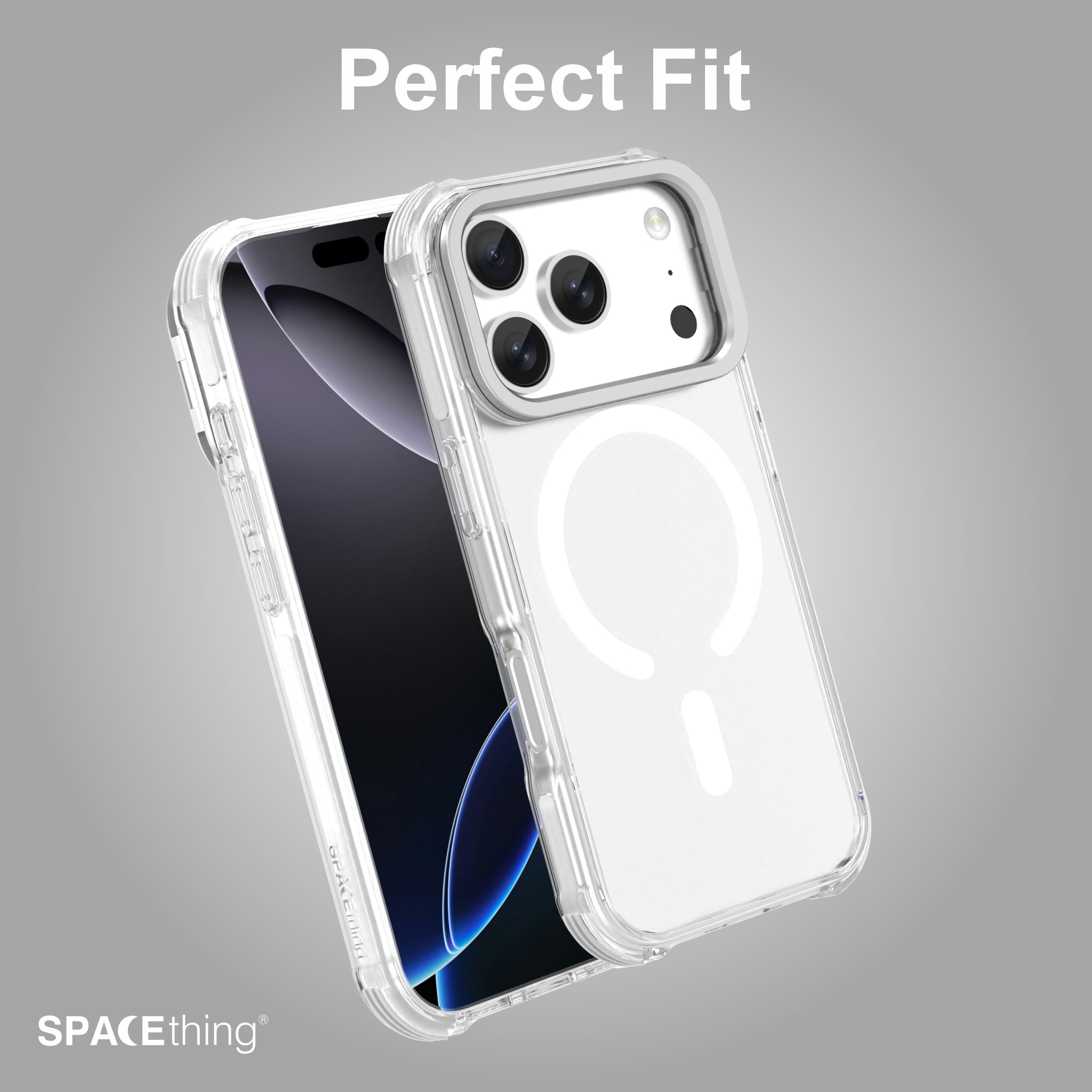 Spacething iPhone 17 Pro Helix Stand Case – Silver