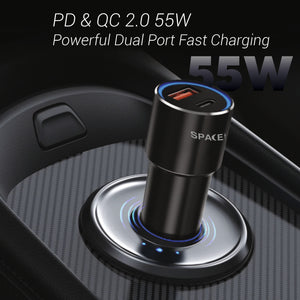 SPACETHING SPEED PRO 55W MAX CAR CHARGER COLOUR -BLACK